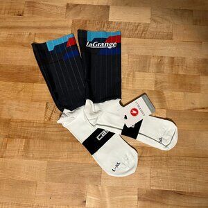 New Men's Large XL Castelli Fast Feet Lightweight Aero Cycling Socks White